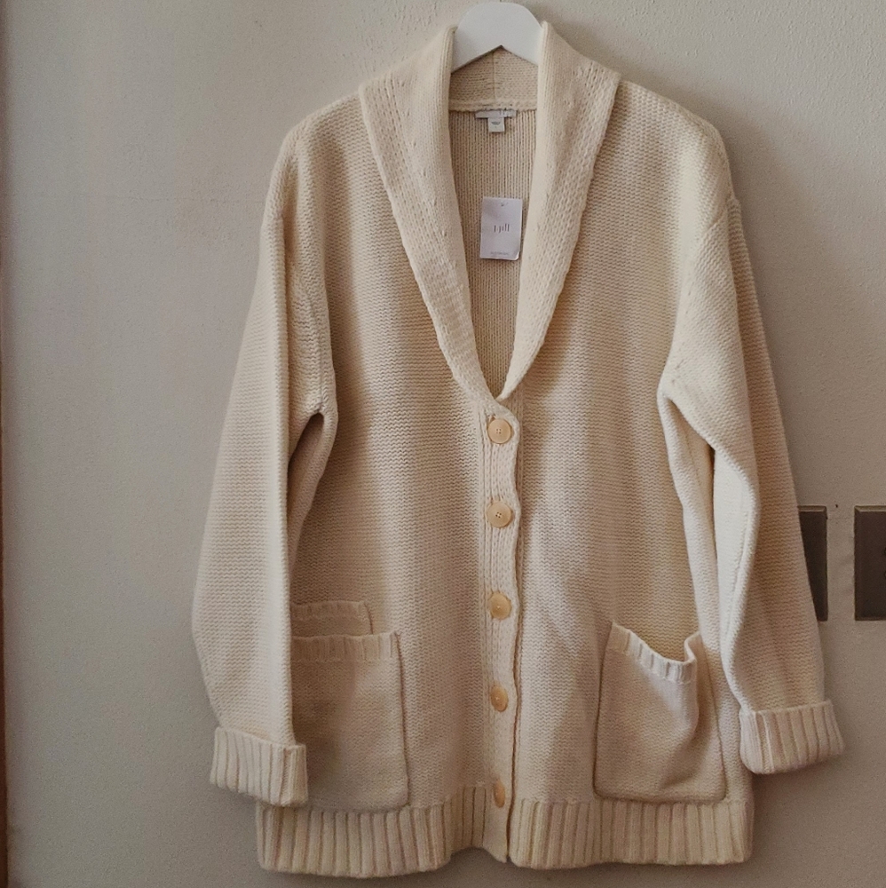 J.Jill Shawl Collar Wool-blend Cardigan - ivory